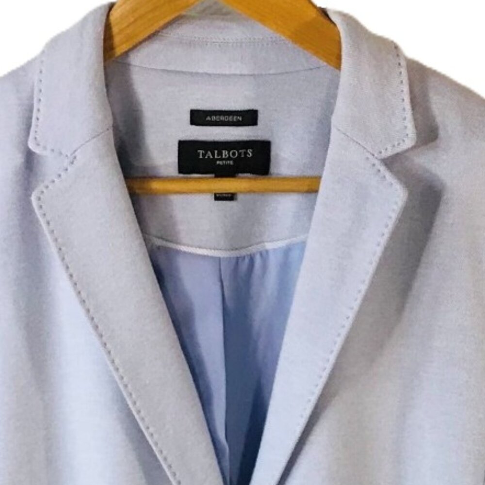Talbots Tailored Light Blue Knit Blazer • Petite 8P • Elevated Casual Workwear - Picture 4 of 12